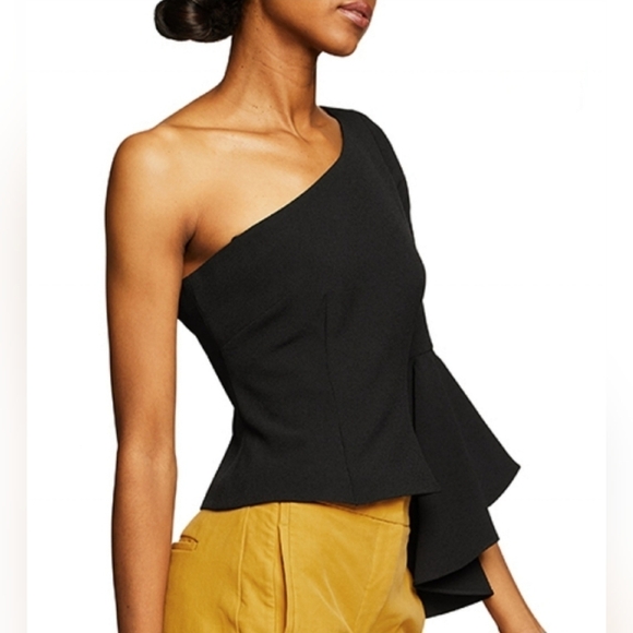 Eliza J One Shoulder Fitted Top with Bell Sleeve Size 6 - New With Tags - Picture 3 of 7